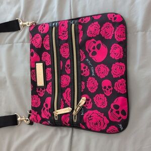 Betsey Johnson Skull and Roses Rockabilly Crossbody Bag